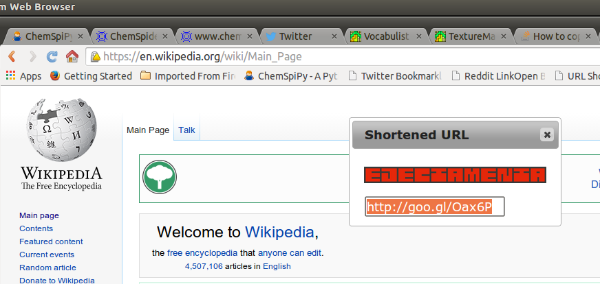 url shortener dialog